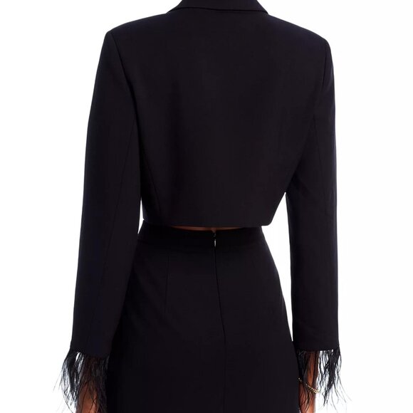 WAYF Kismit Cropped Feather-Trim Blazer – Black – NWT – Size XS - Picture 5 of 5